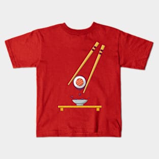 Sushi with Chopsticks and Soy Sauce Kids T-Shirt